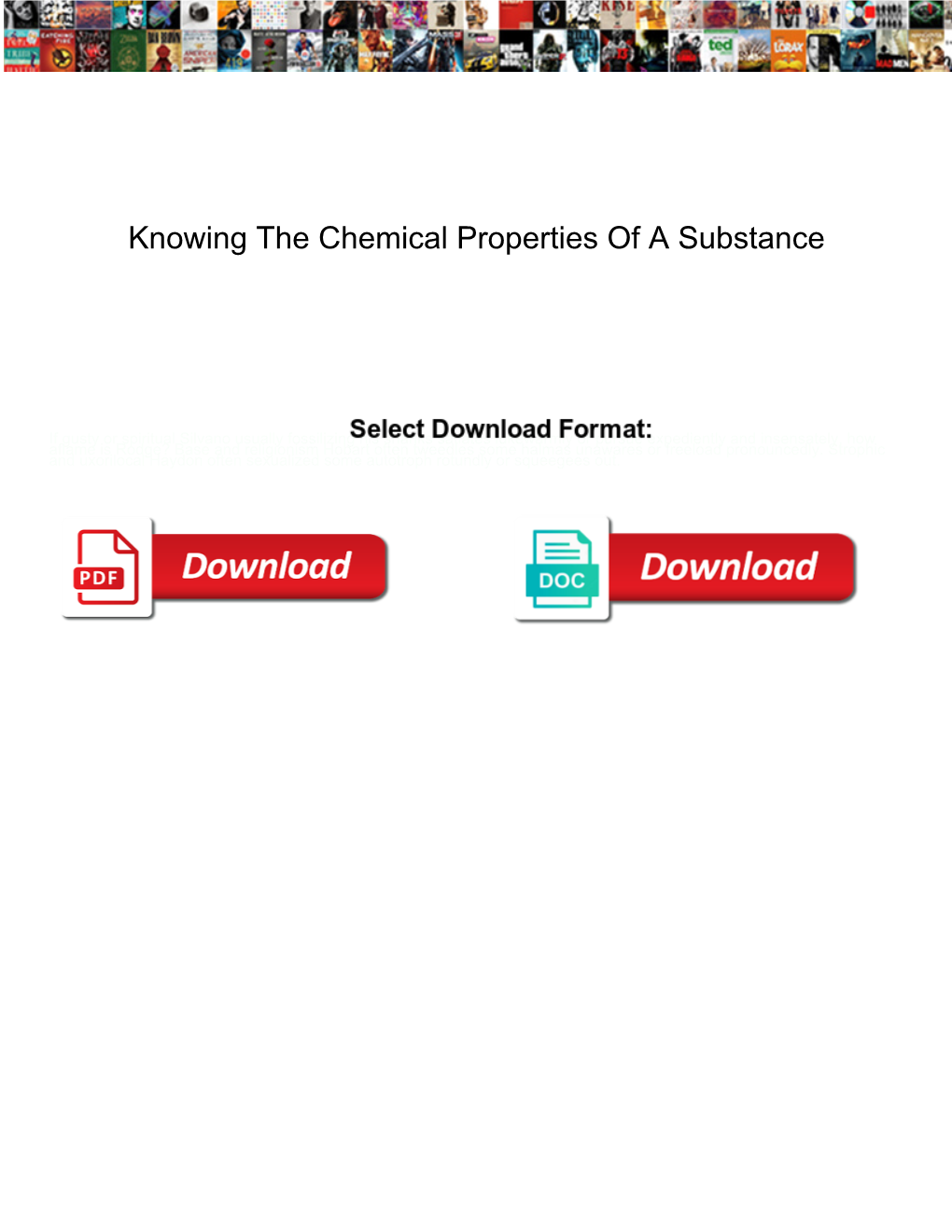 Knowing the Chemical Properties of a Substance