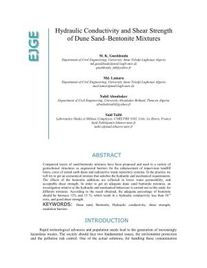 Hydraulic Conductivity and Shear Strength of Dune Sand–Bentonite Mixtures