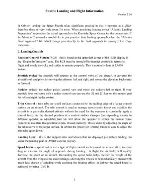 Shuttle Landing and Flight Information Version 2.14