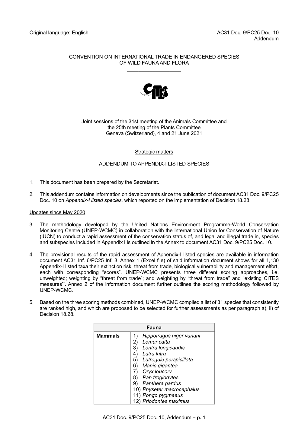 AC31 Doc. 9/PC25 Doc. 10, Addendum – P. 1 Original