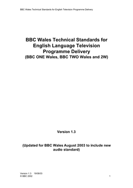 BBC TV Standards Wales