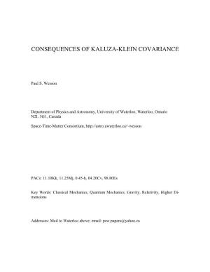 Consequences of Kaluza-Klein Covariance