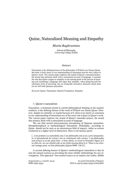 Quine, Naturalised Meaning and Empathy