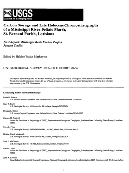 Carbon Storage and Late Holocene Chronostratigraphy of a Mississippi River Deltaic Marsh, St