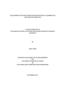 Development of Air Data Computation Function of a Combined Air Data and Aoa Computer