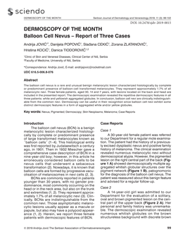 DERMOSCOPY of the MONTH Balloon Cell Nevus – Report of Three Cases