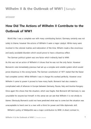 Wilhelm II & the Outbreak of WW1 | Sample