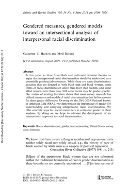 Gendered Measures, Gendered Models: Toward an Intersectional Analysis of Interpersonal Racial Discrimination