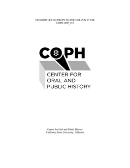 From Hitler's Europe to the Golden State Coph Ohp 253