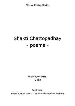 Shakti Chattopadhay - Poems