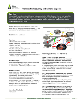 The Rock Cycle Journey and Mineral Deposits