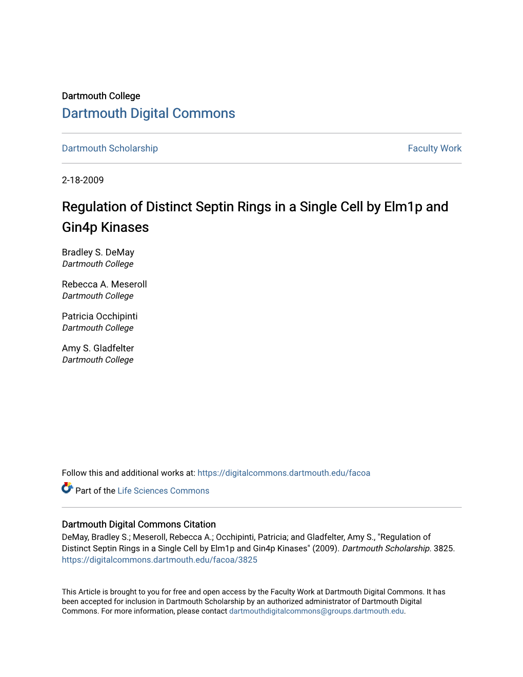 Regulation of Distinct Septin Rings in a Single Cell by Elm1p and Gin4p Kinases