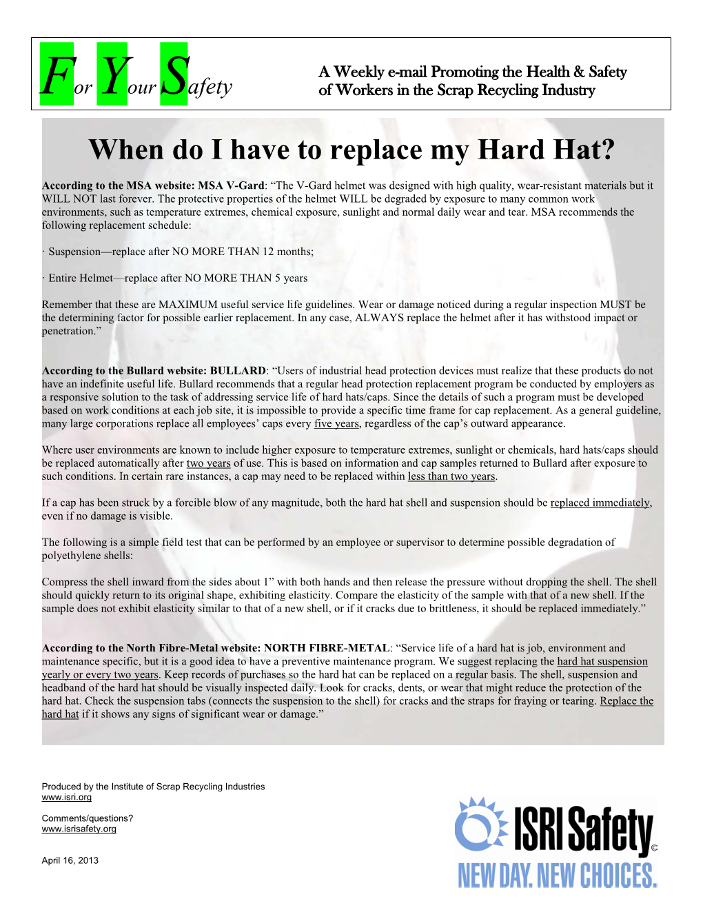 When Do I Have to Replace My Hard Hat?