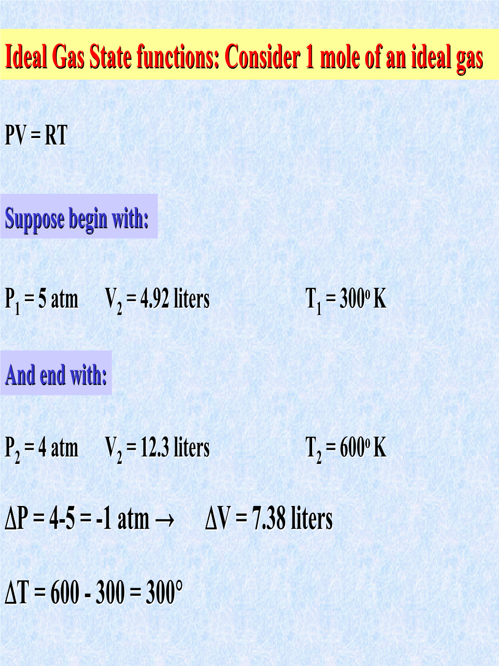 Ideal Gas State Functions