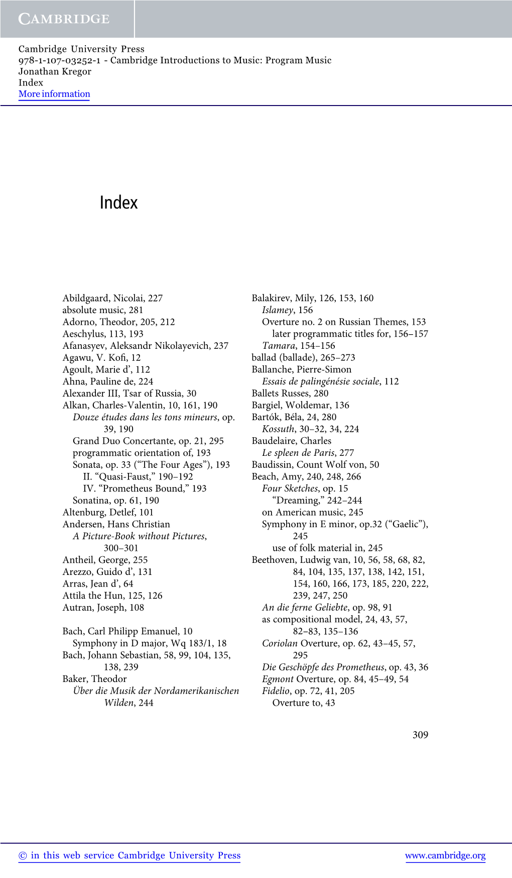 Abildgaard, Nicolai, 227 Absolute Music, 281 Adorno, Theodor, 205