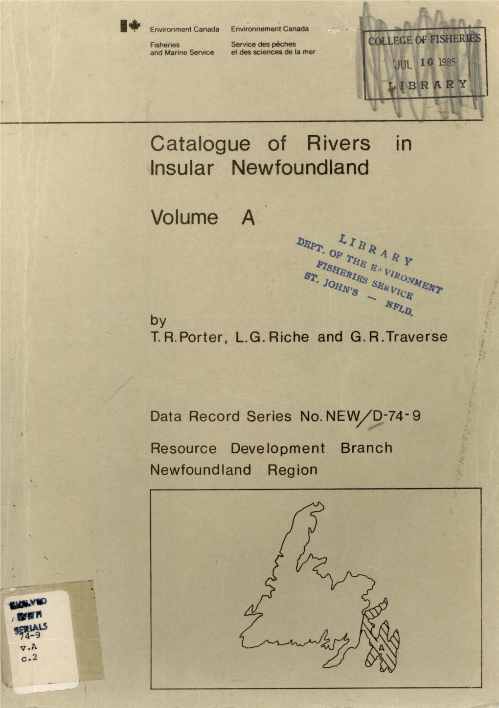 Catalogue of Rivers in Insular Newfoundland Volume A