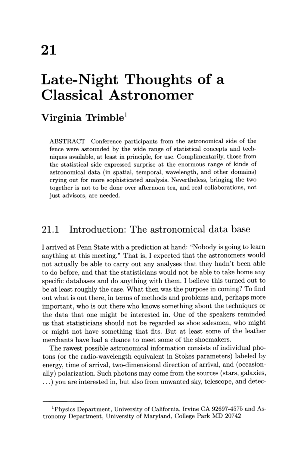 Late-Night Thoughts of a Classical Astronomer