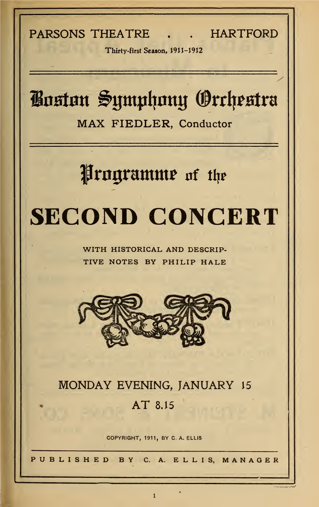 Boston Symphony Orchestra Concert Programs, Season 31,1911-1912, Trip