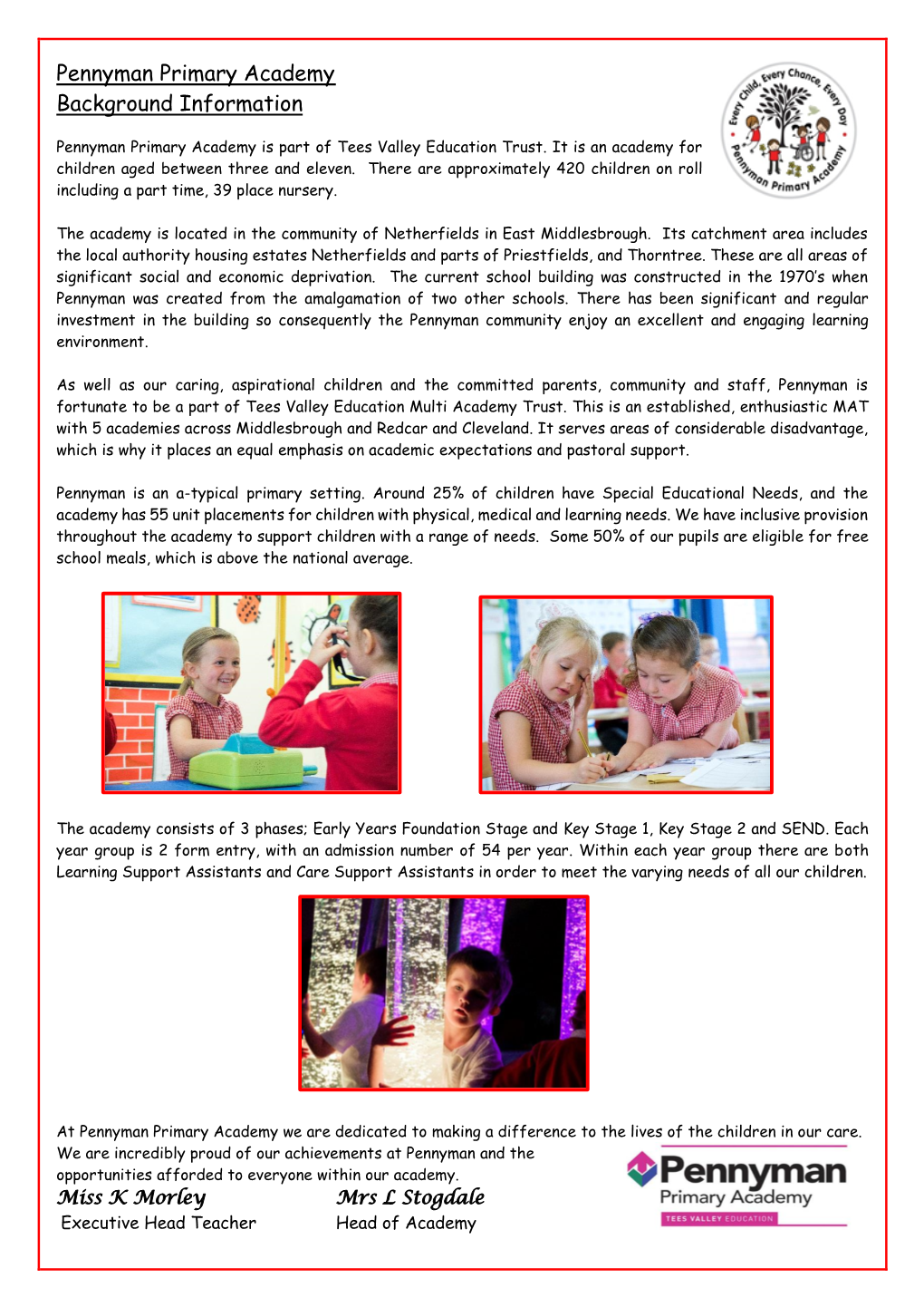 Pennyman Primary Academy Background Information