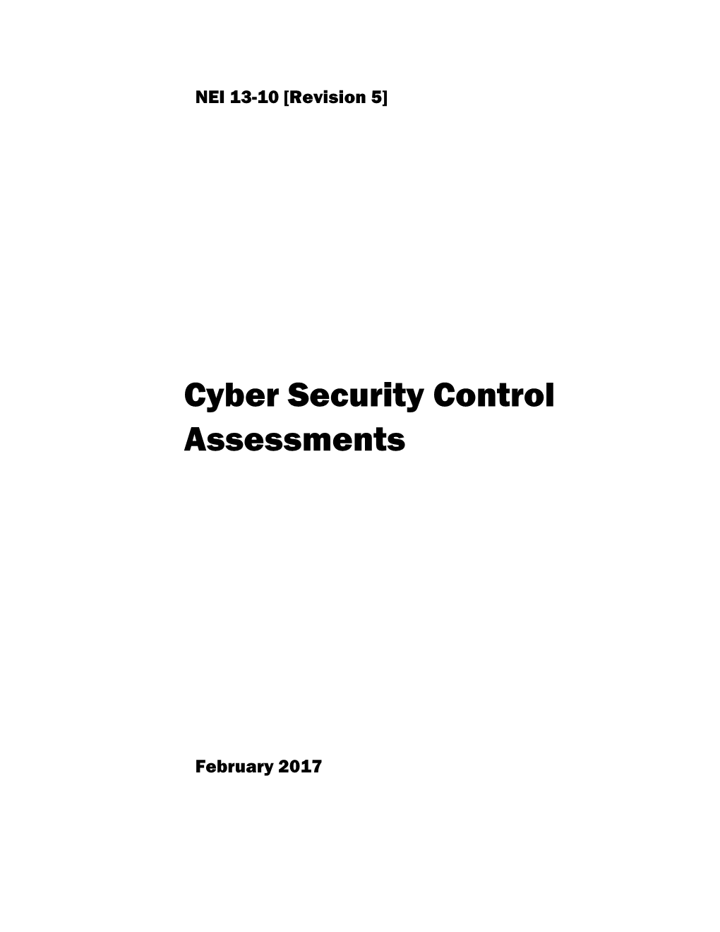 NEI 13-10, Rev. 5, Cyber Security Control Assessments