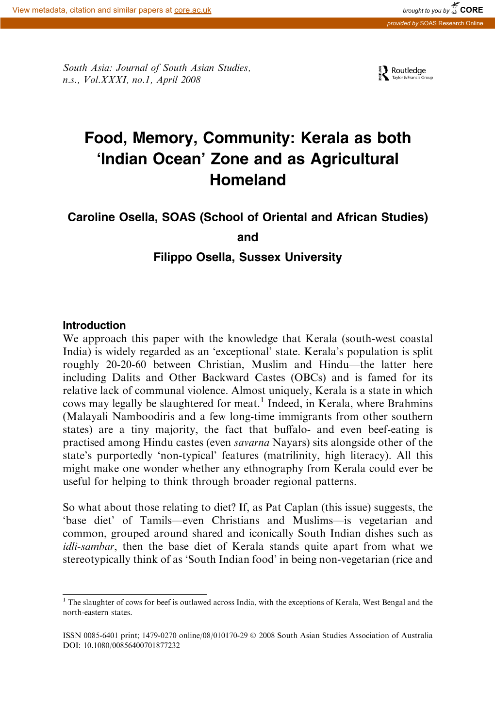 Food, Memory, Community: Kerala As Both 'Indian Ocean'