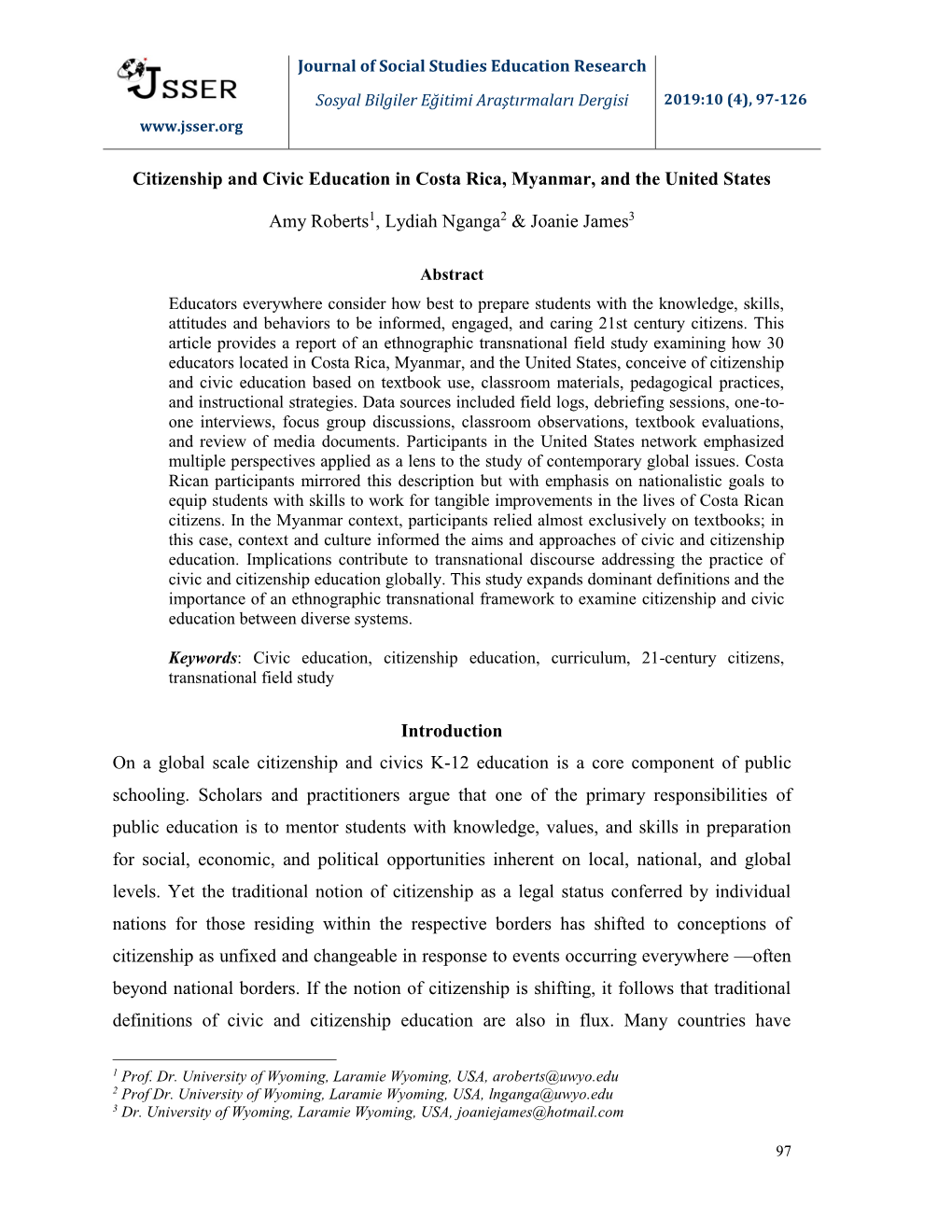 Citizenship and Civic Education in Costa Rica, Myanmar, and the United States