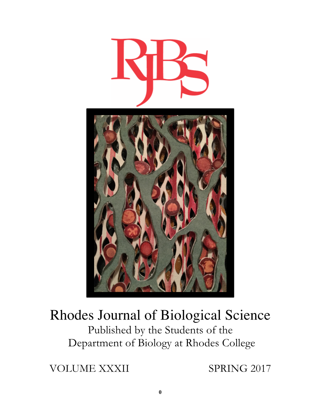 Rhodes Journal of Biological Science Published by the Students of the Department of Biology at Rhodes College