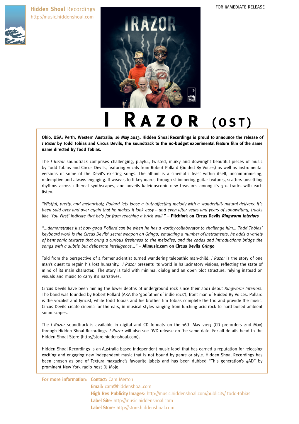 I Razor (OST) Ohio, USA; Perth, Western Australia; 16 May 2013