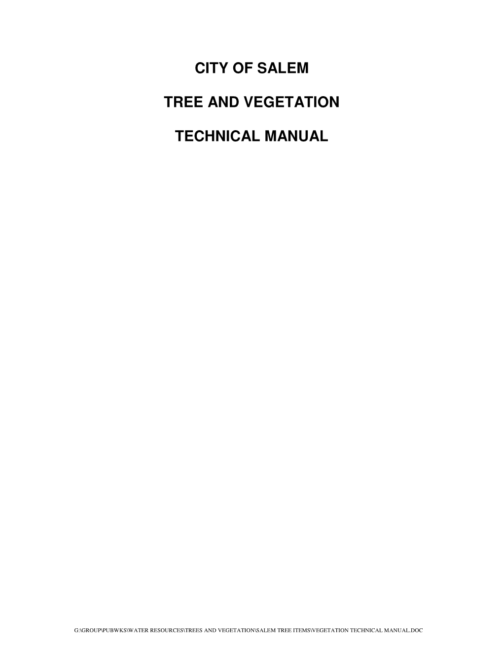 Tree Vegetation Technical Manual