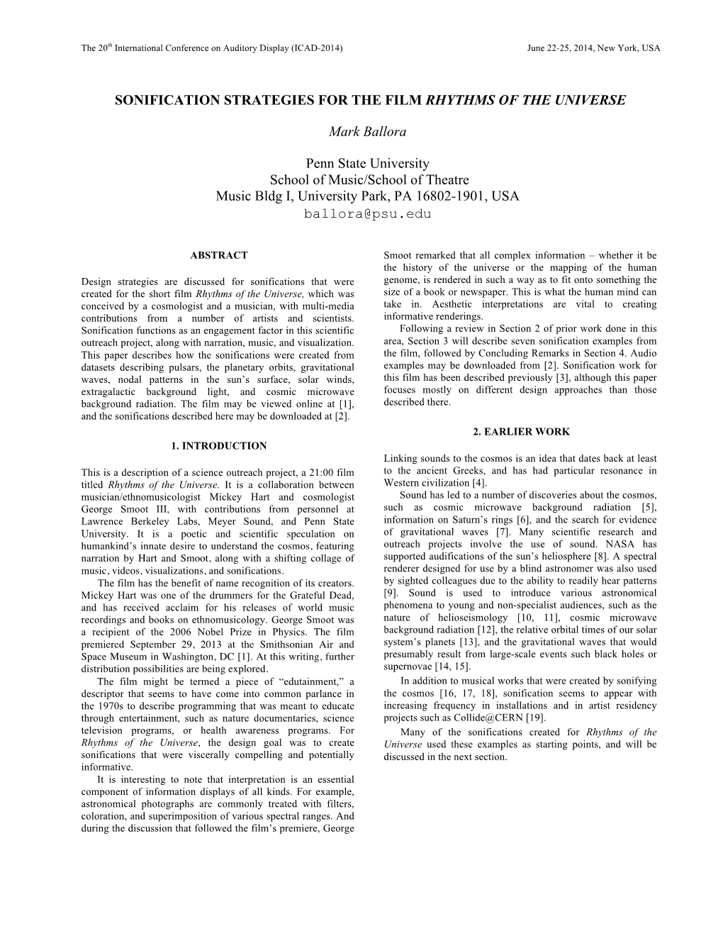 Sonification Strategies for the Film Rhythms of the Universe