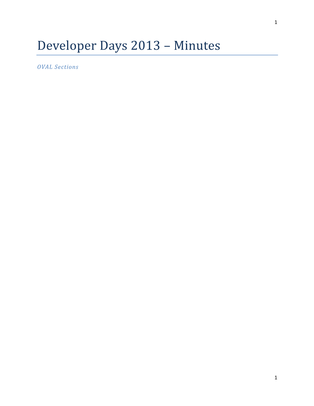 Developer Days 2013 – Minutes