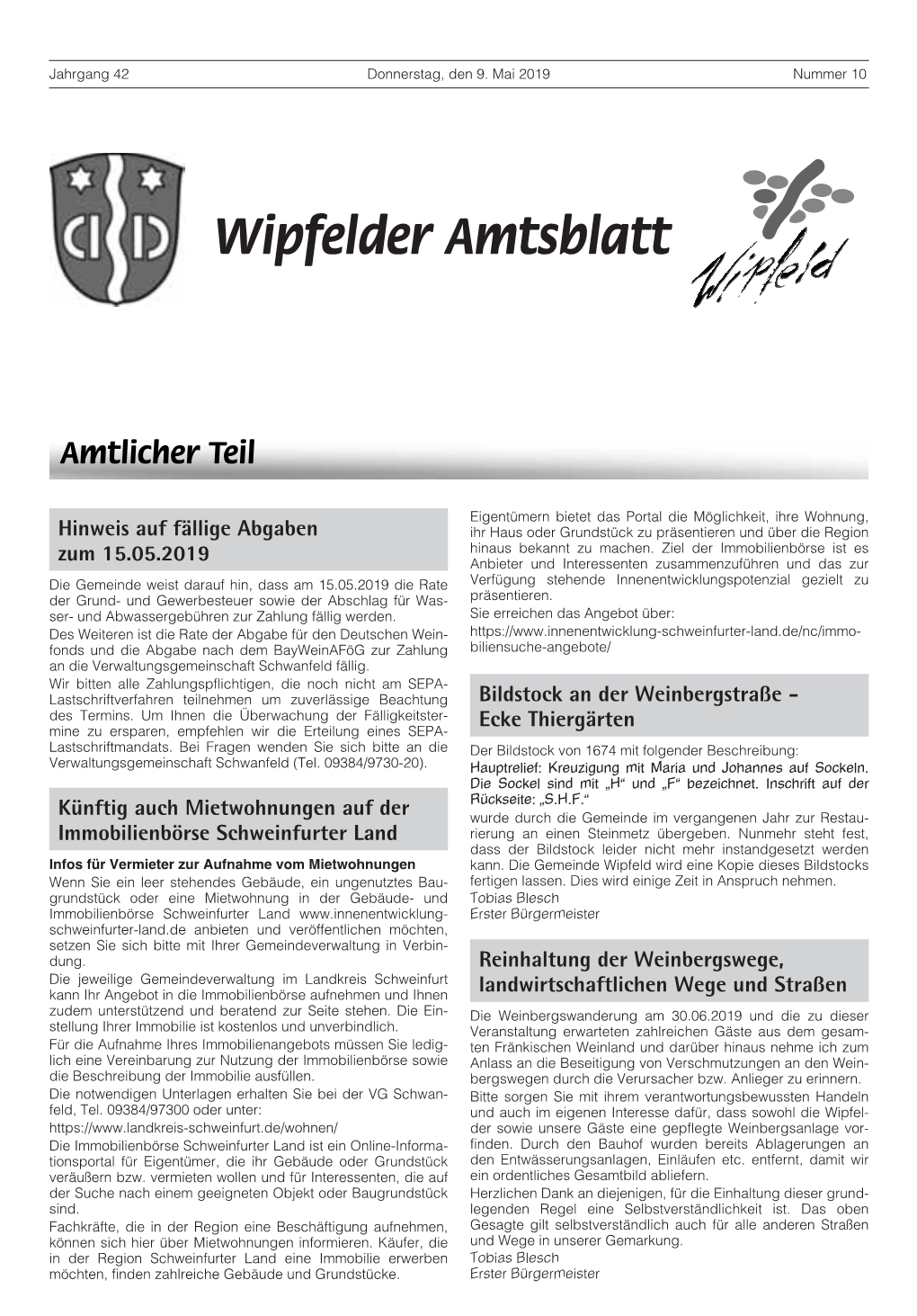 Wipfelder Amtsblatt