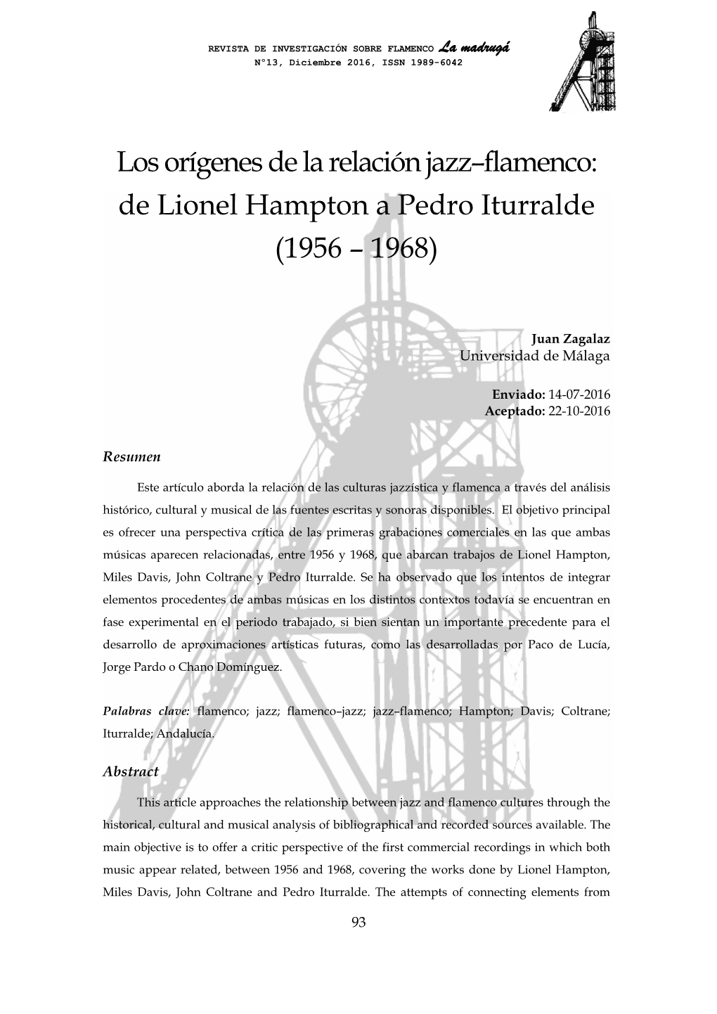 Los Orígenes De La Relación Jazz–Flamenco: De Lionel Hampton a Pedro Iturralde (1956 – 1968)