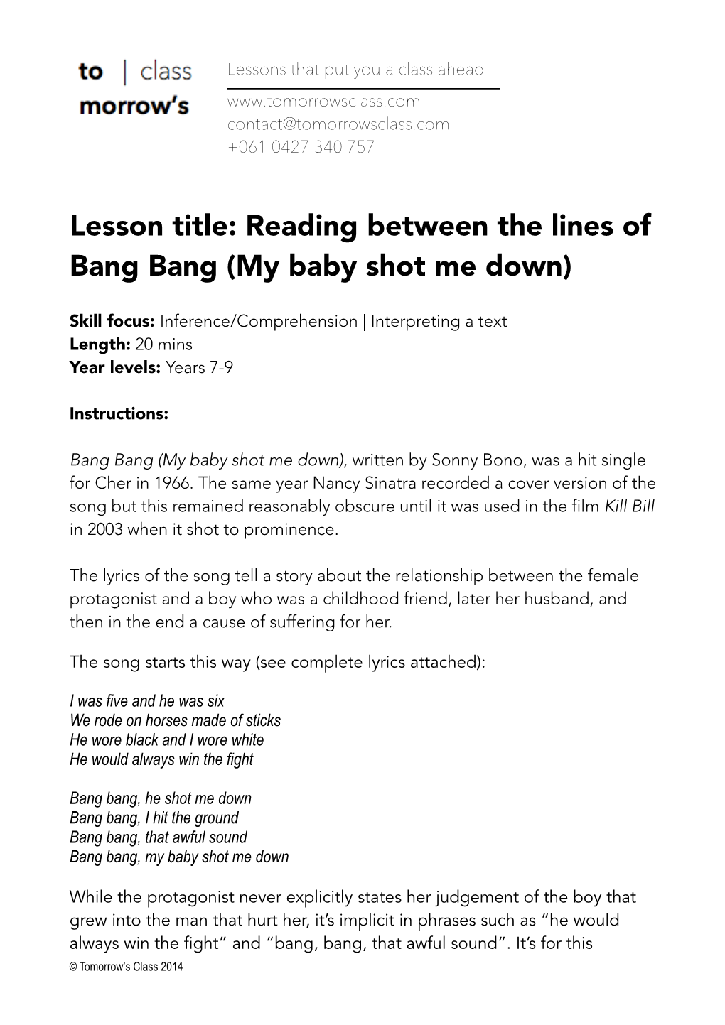 Reading Between the Lines of Bang Bang (My Baby Shot Me Down)