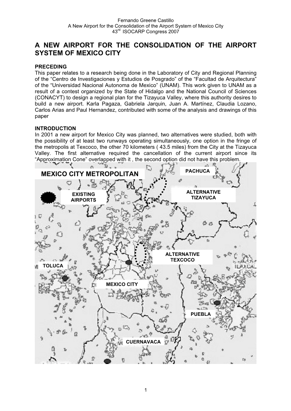A New Airport for the Consolidation of the Airport System of Mexico City 43Rd ISOCARP Congress 2007