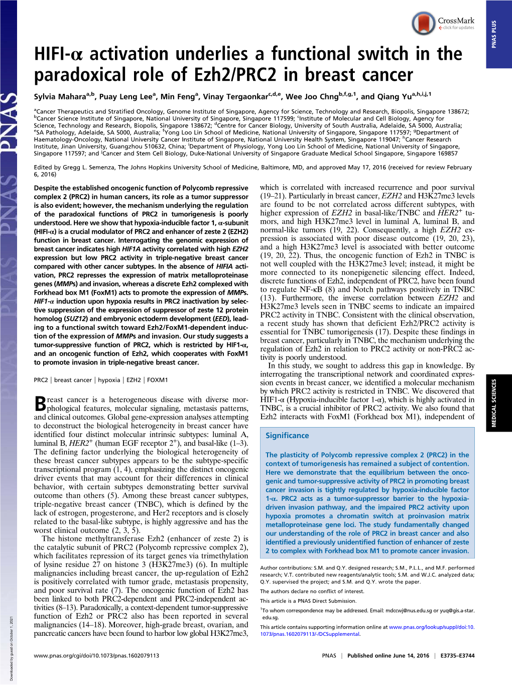 HIFI-Α Activation Underlies a Functional Switch in the Paradoxical Role Of