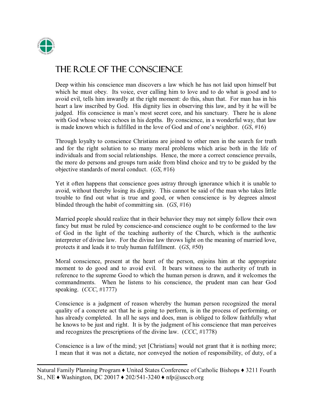 Role of the Conscience