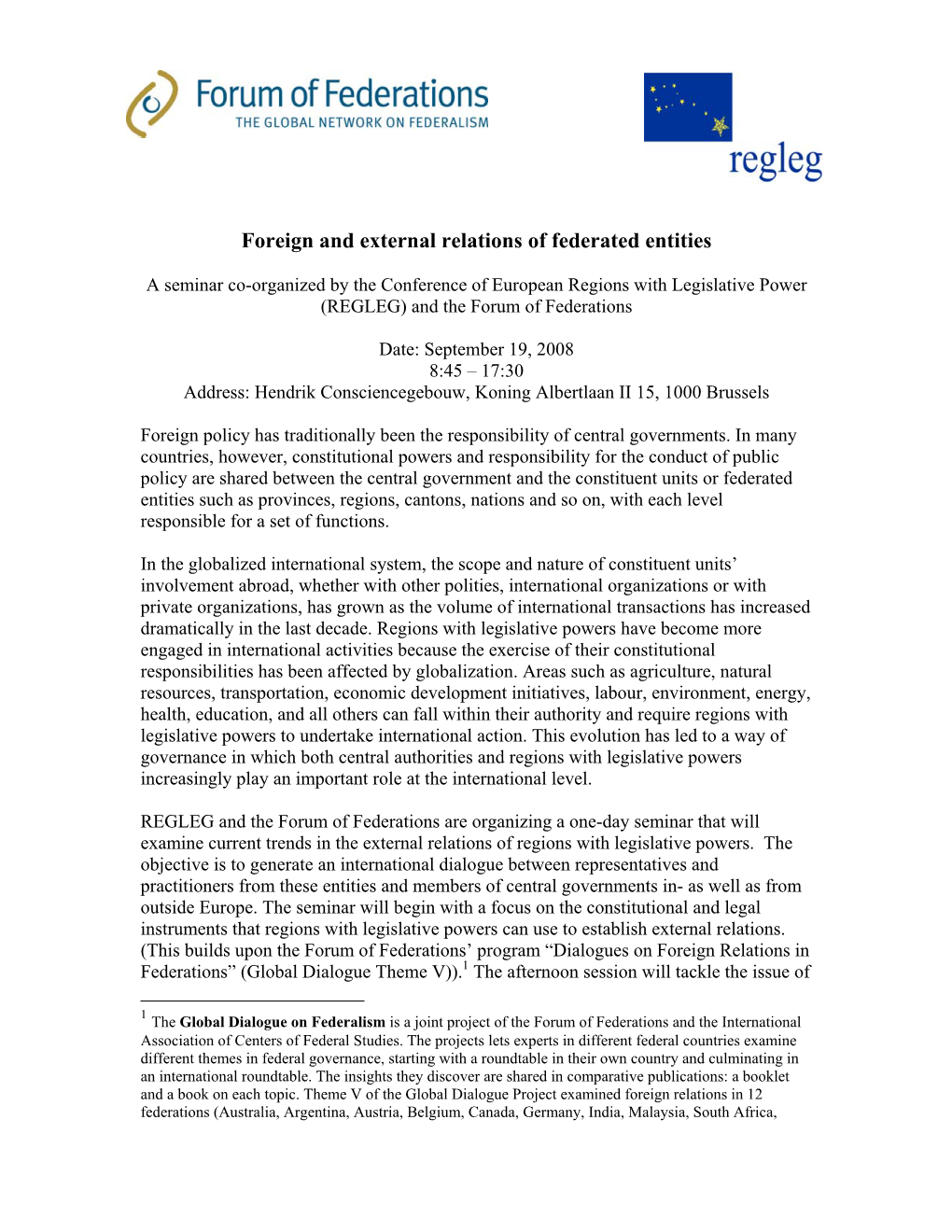 Foreign and External Relations of Federated Entities