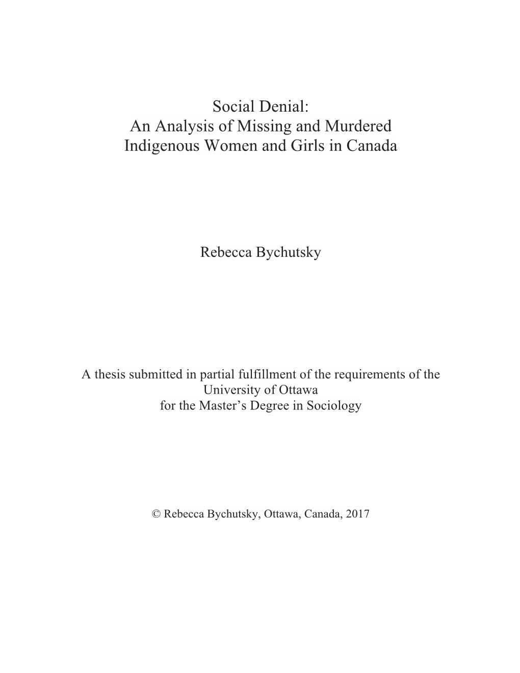 An Analysis of Missing and Murdered Indigenous Women and Girls in Canada