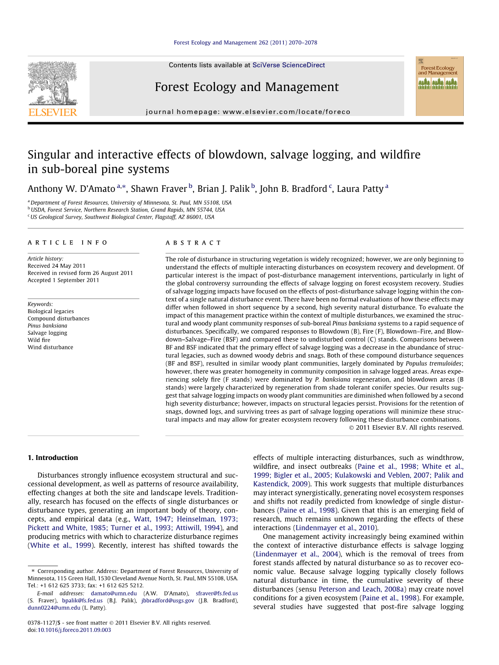 Forest Ecology and Management 262 (2011) 2070–2078