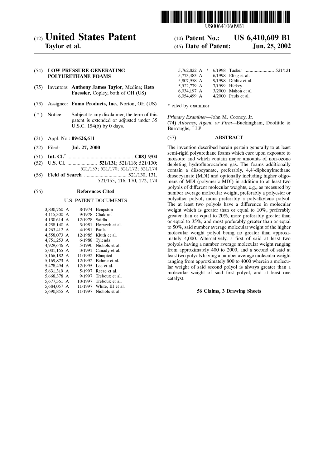 (12) United States Patent (10) Patent No.: US 6,410,609 B1 Taylor Et Al