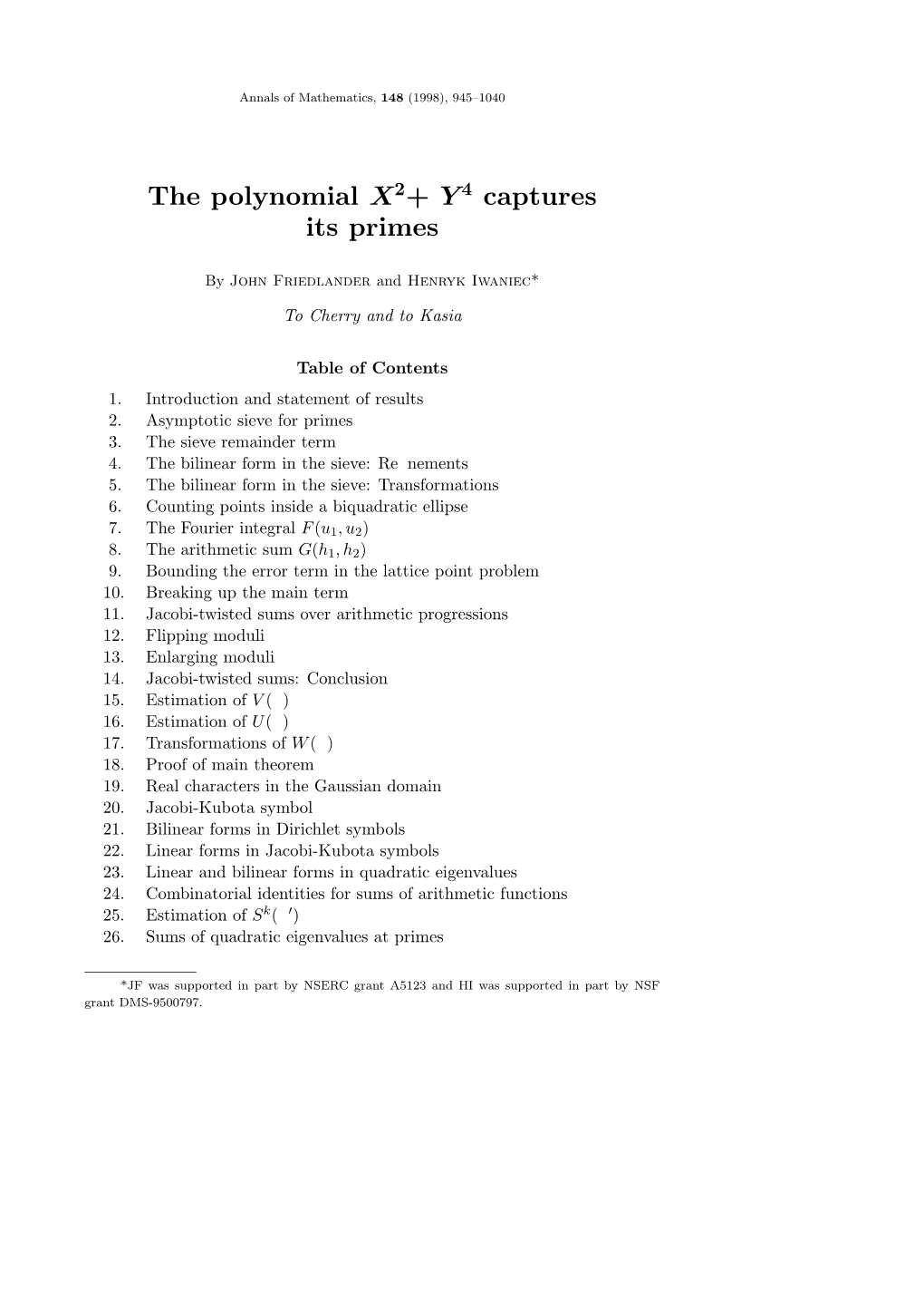 The Polynomial X2+ Y4 Captures Its Primes