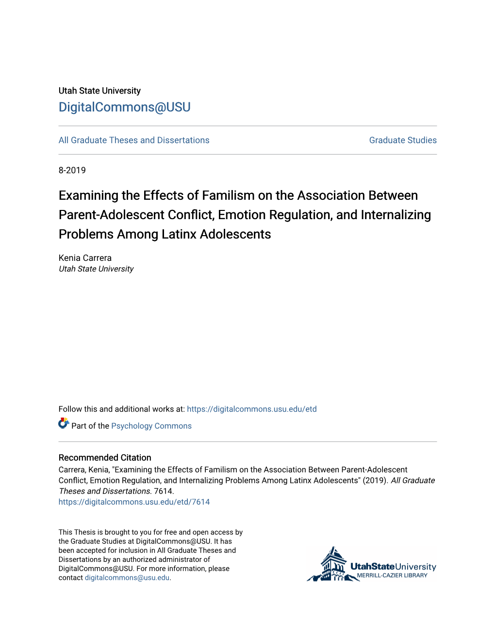 Examining the Effects of Familism on the Association Between Parent-Adolescent Conflict, Emotion Regulation, and Internalizing Problems Among Latinx Adolescents