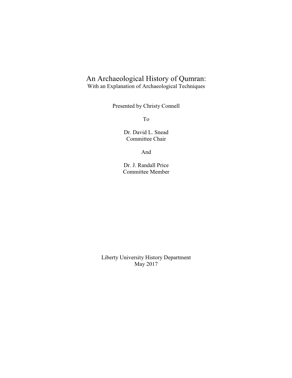 An Archaeological History of Qumran: with an Explanation of Archaeological Techniques