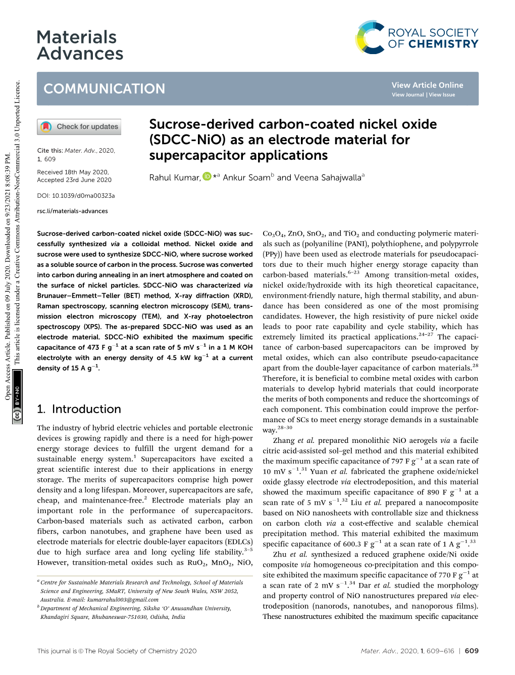 As an Electrode Material for Supercapacitor Applications