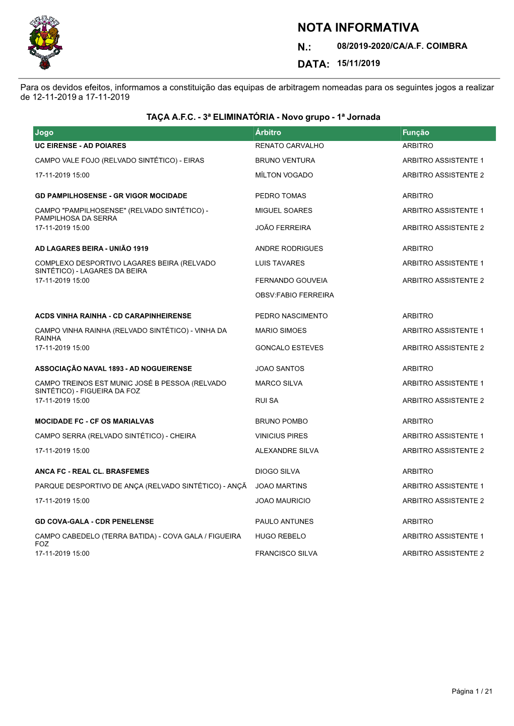 Nota Informativa N.: 08/2019-2020/Ca/A.F