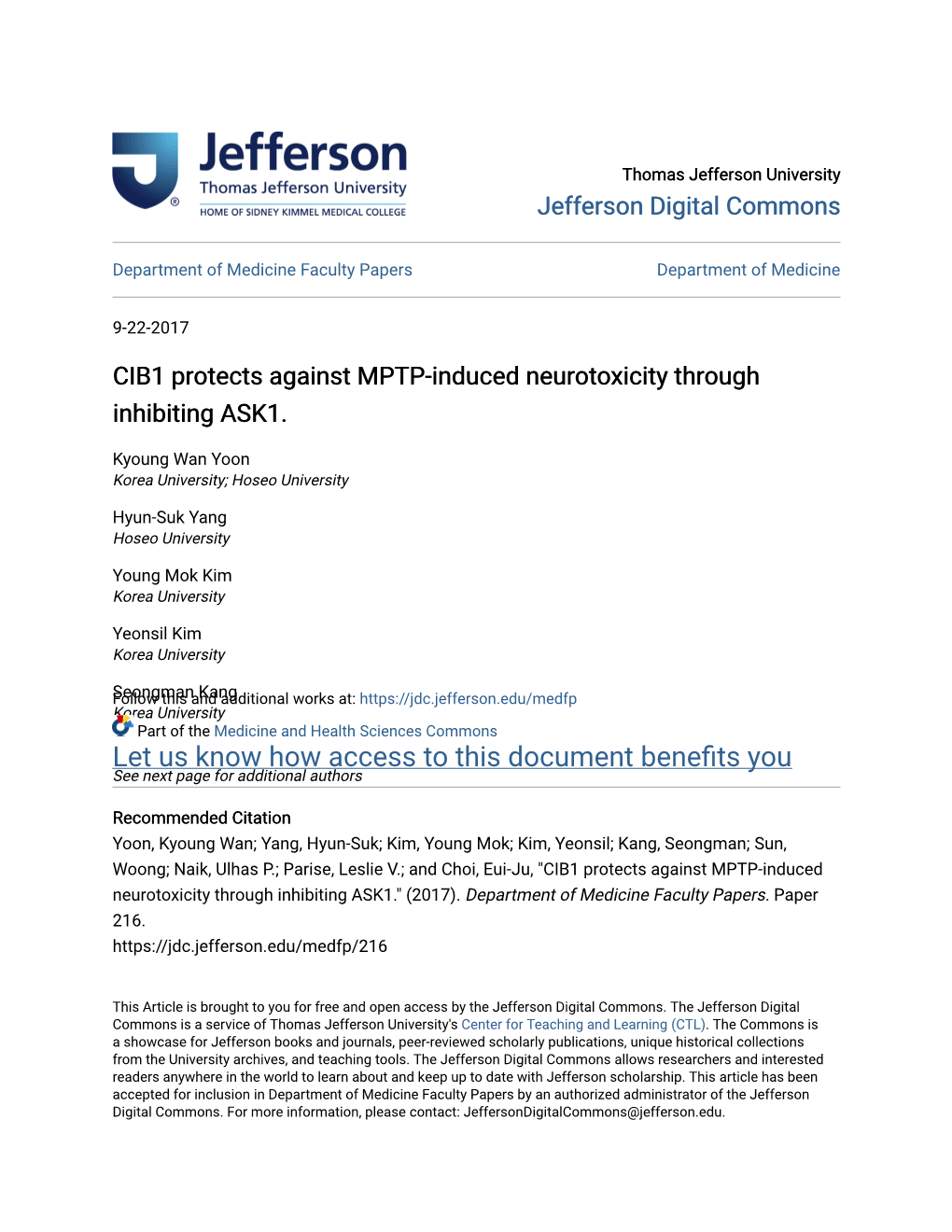 CIB1 Protects Against MPTP-Induced Neurotoxicity Through Inhibiting ASK1