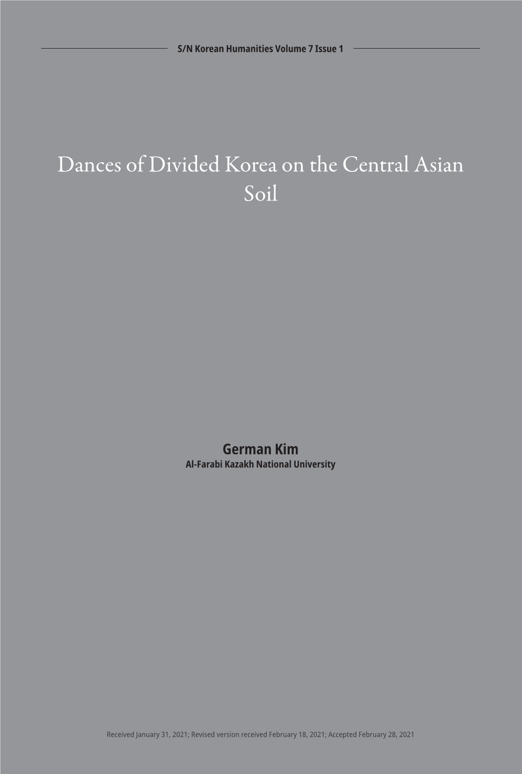 Dances of Divided Korea on the Central Asian Soil