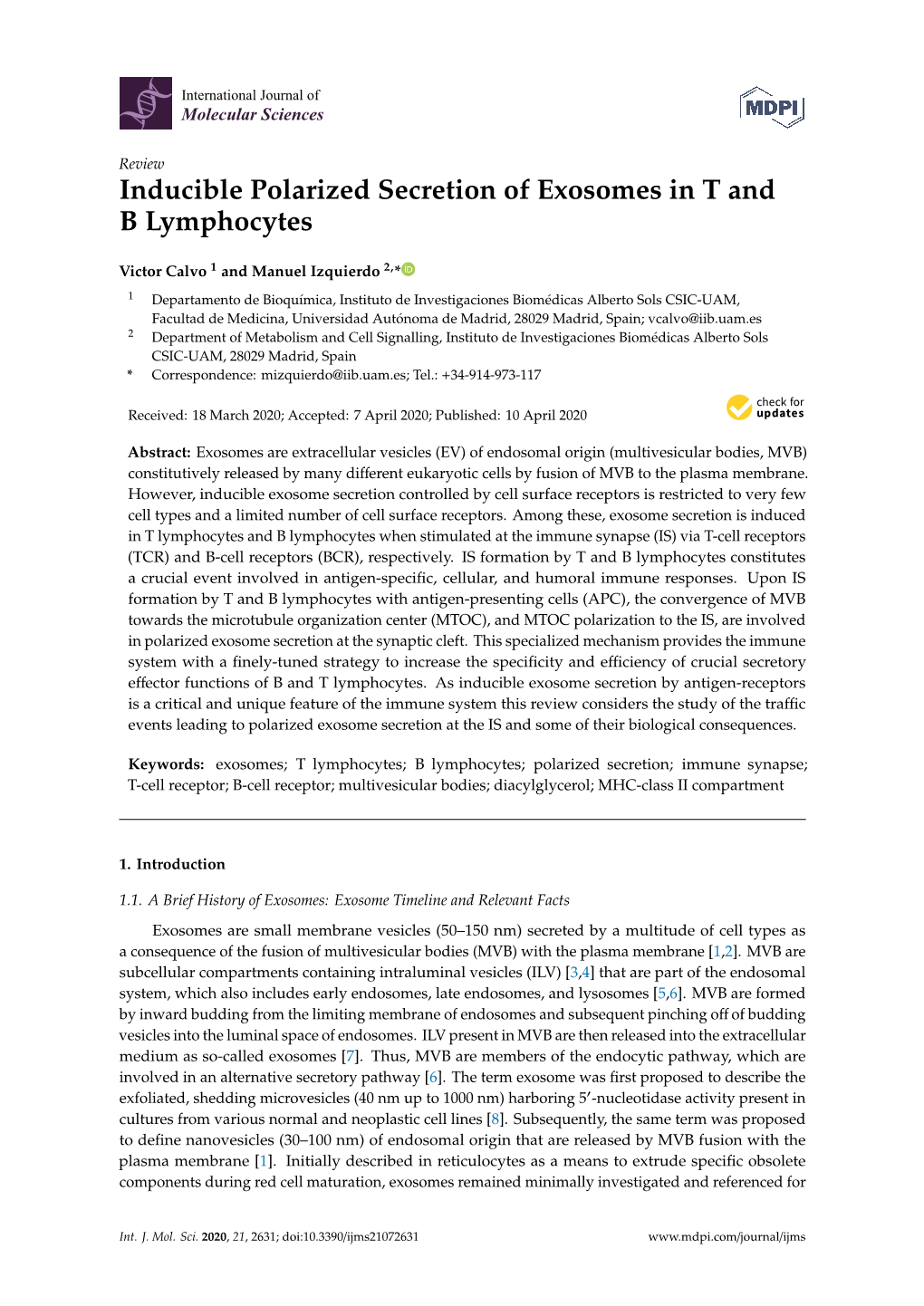 Inducible Polarized Secretion of Exosomes in T and B Lymphocytes