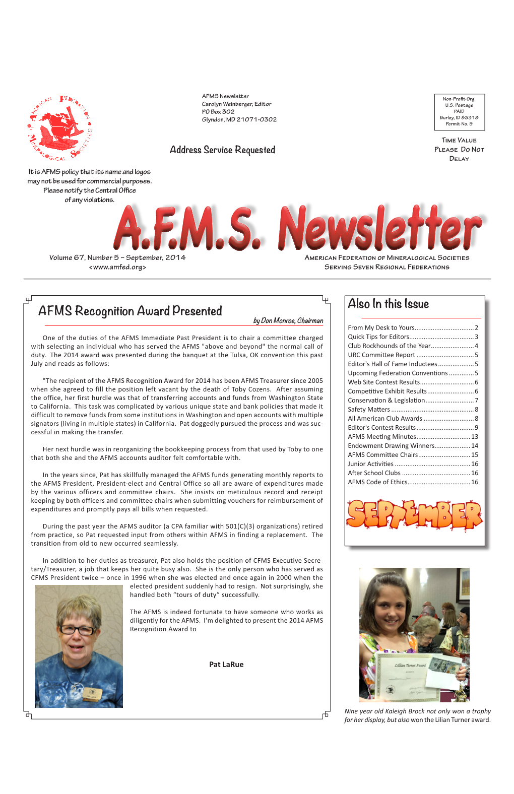 September 2014 AFMS Newsletter